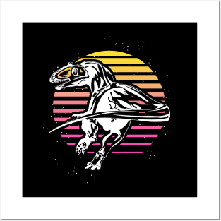 Dinosaur Outrun Sun Retrowave Posters and Art